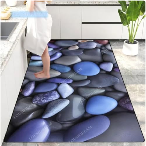 NEBBAN Kreativer Teppich mit Kieselmuster, für Schlafzimmer, Sofa, Steinmuster, Bodenmatte, Badezimmer-Fußmatte, saugfähige Küchenmatte 200×300cm von NEBBAN