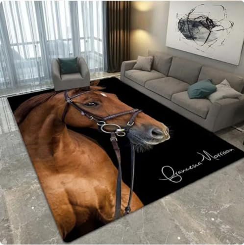 NEBBAN Pferdeteppich für Wohnzimmer, Sofa, Schlafzimmer, Nachttisch, Dekomatte, Küchenteppich, Spielteppiche für Badezimmer, 140 x 200 cm von NEBBAN