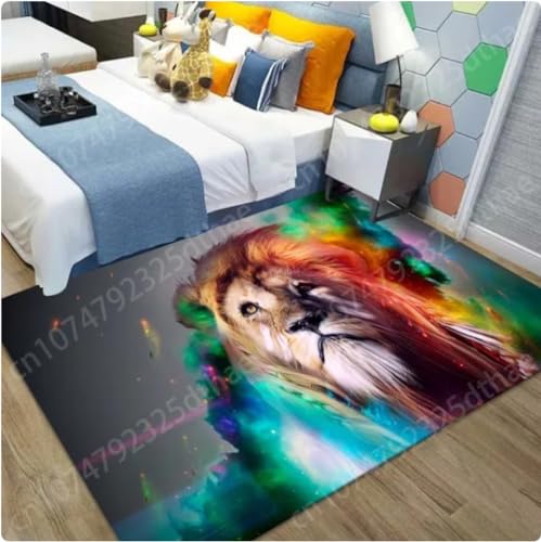 NEBBAN Teppich Löwe Teppich Tier Fußmatten Spielteppich für Zuhause Schlafzimmer Dekor Nachttisch Flur Waschbare Matte 120×180cm von NEBBAN