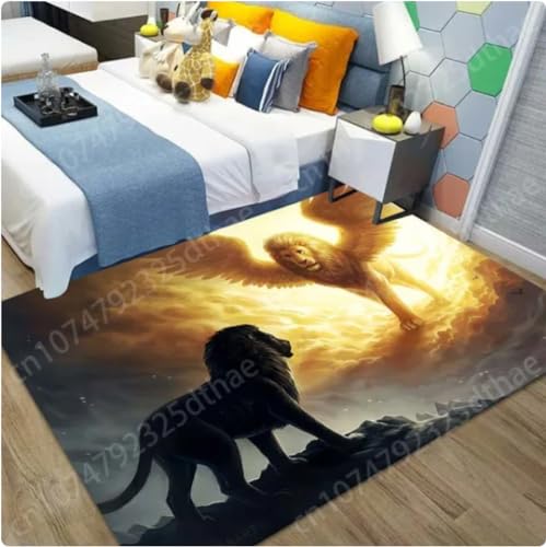 NEBBAN Teppich Löwe Teppich Tier Fußmatten Spielteppich für Zuhause Schlafzimmer Dekor Nachttisch Flur Waschbare Matte 80×150cm von NEBBAN