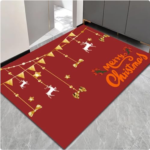 NEBBAN Teppich Weihnachten Fußmatte Weihnachtsmann Outdoor Teppich Frohe Weihnachten Bodenmatte 2024 Weihnachten Neujahr Dekor 80×150cm von NEBBAN