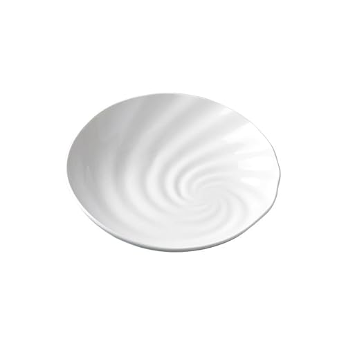 Frühstücksteller 8-Zoll-Hotelküche Kaltes Gericht Kreative unregelmäßig geformte Platte Pure White Round Fusion Special Chinese Steingut(10 in) von NEBE