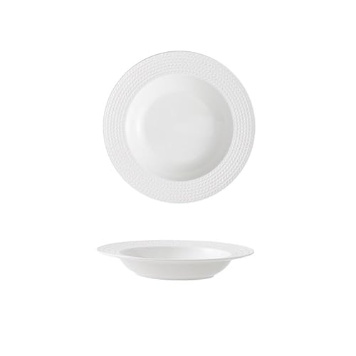 NEBE Frühstücksteller 8,75-Zoll-Strohhut-Teller, weiße Keramikschale, künstlerische Konzeption, private Pasta, Dessert, Salat, westliche Suppe Steingut(8.75 in) von NEBE