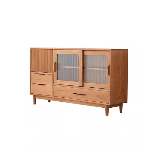 NEBE Sideboard 140x40x90cm Solid Wood Entrance Storage Table, Home Kitchen Tableware Storage Cabinet, Simple Living Room Glass Storage Furniture Schrank von NEBE