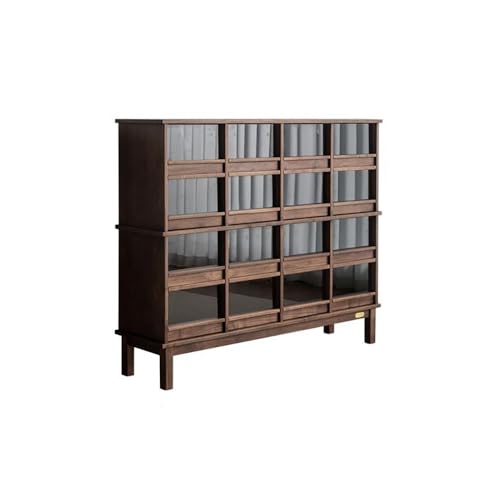 NEBE Weinkühlschrank 150x40x120cm Walnuss Multi-Grid-Aufbewahrungsmöbel, Massivholz Teeservice Lagerung Glas Display Weinschrank Weinregal von NEBE