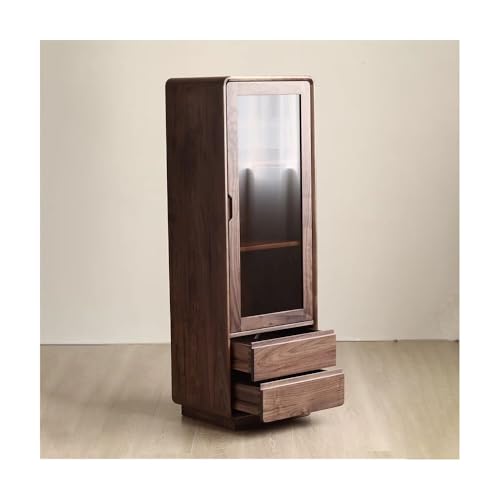 NEBE Weinkühlschrank 50x40x146cm Weinvitrine aus massivem Walnussholz, Aufbewahrungsmöbel for das Wohnzimmer, Beistelltisch for Sofa Weinregal von NEBE