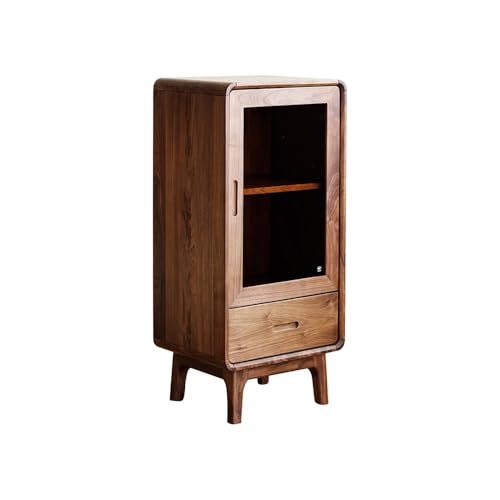 NEBE Weinkühlschrank 52x40x110cm Nussbaum Massivholz Eingangsbereich Lagertisch, Wohnzimmer Lager Glasvitrine, Lagermöbel Weinregal von NEBE