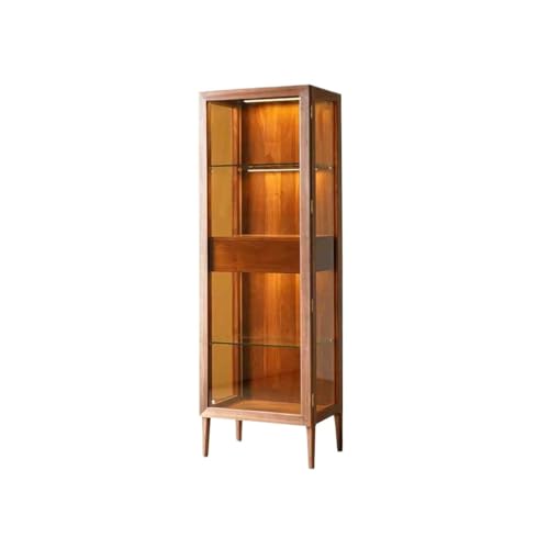 NEBE Weinkühlschrank 60x40x180cm Weinvitrine aus massivem Walnussholz, Aufbewahrungsmöbel for Geschirr in der Küche, Glastürregal for das Wohnzimmer Weinregal von NEBE