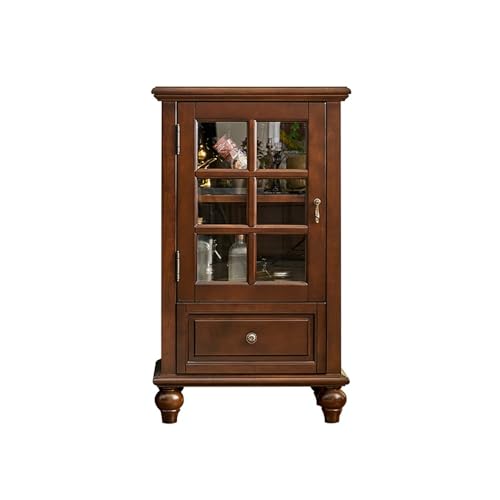 NEBE Weinkühlschrank 60x46x100.5cm Massivholz Rustik Vintage Anrichte, Wohnzimmer Vitrinenschrank Fernseher, Geeignet für Cafés und Restaurants Weinregal von NEBE