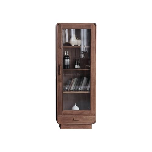 NEBE Weinkühlschrank 70x40x190cm Massivholz-Wohnzimmervitrine, Aufbewahrungsmöbel mit Retro-Glastür, Geeignet for Cafés, Pubs Weinregal von NEBE