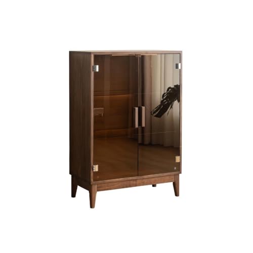 NEBE Weinkühlschrank 80x40x117cm Walnuss-Aufbewahrungstisch for Zuhause, Glasvitrine for das Wohnzimmer, Küchenmöbel aus Massivholz Weinregal von NEBE