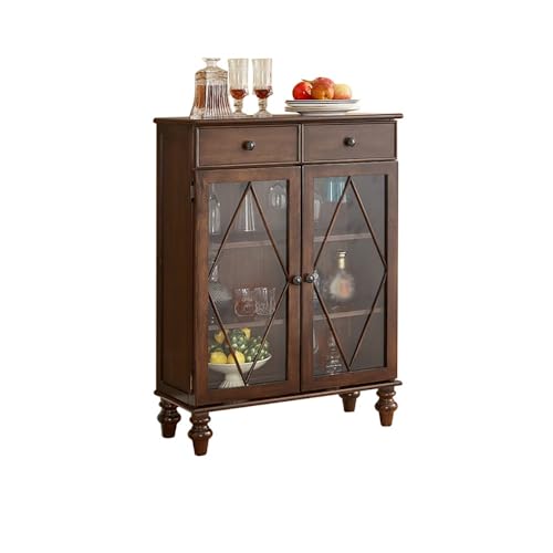 NEBE Weinkühlschrank 81x35x110cm Massivholz Doppeltür Glasvitrine, Restaurant Pub Möbel, Esszimmer Sideboard Weinregal(A) von NEBE