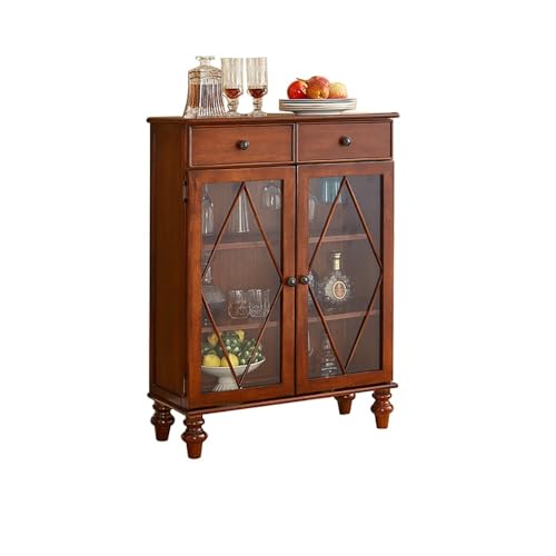 NEBE Weinkühlschrank 81x35x110cm Massivholz Doppeltür Glasvitrine, Restaurant Pub Möbel, Esszimmer Sideboard Weinregal(B) von NEBE