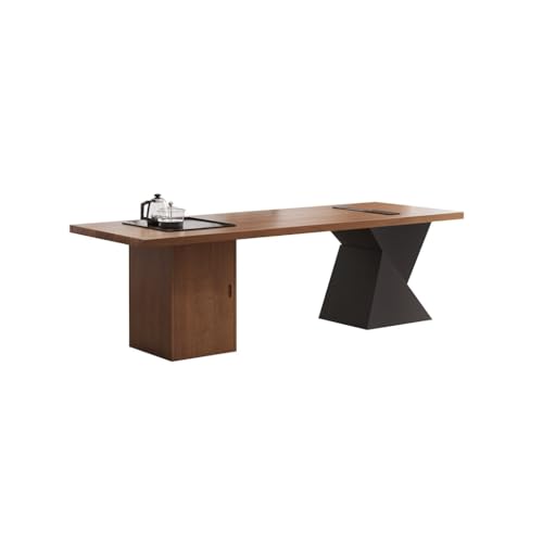 Schreibtische Moderner, einfacher Schreibtisch aus Massivholz, Chef-Büro-Werkbank mit Teetablett, geeignet for Unternehmen und Zuhause Desk(180x80x75cm) von NEBE