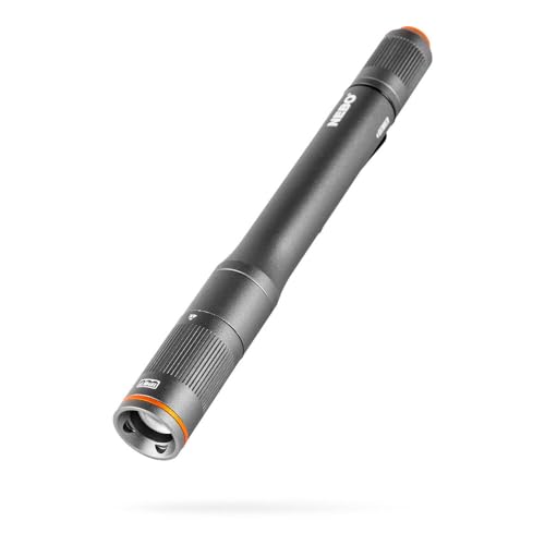 NEBO Columbo Flex 150 Taschenlampe in Stiftgröße, schwarze LED-Inspektion/Arbeitsleuchte, AAA-Batterie, mit 4-fach verstellbarem Zoom, NEB-POC-0007-G von NEBO