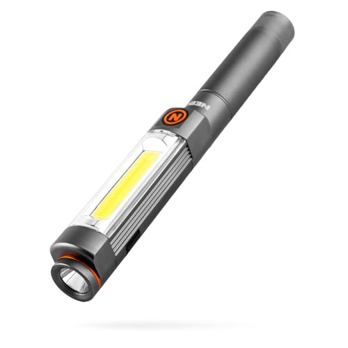NEBO Franklin Dual-Taschenlampe mit 500 Lumen | Schwarze LED, wiederaufladbar, duales Arbeits- und Spotlicht, 7 Leuchtmodi mit Magnetfuß, NEB-WLT-0022-G, weiß von NEBO