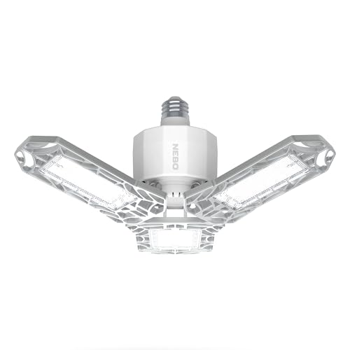 NEBO High Bright 6000 - Netzbetriebene Deckenlampe - Extrem helles Licht für Garagen, Schränke, Keller & Dachböden - Kellerlampe, Ohne Batterien, Energieeffizient, E27 - 6000 Lumen von NEBO