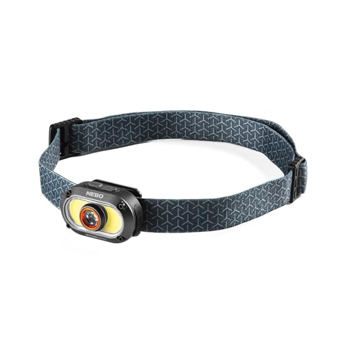 NEBO MYCRO 500+ Stirnlampe für Läufer, wiederaufladbar, wasserabweisend, mit Spot- und Flutlicht-Modi, Scheinwerfer-Taschenlampe mit Gurt für Outdoor-Aktivitäten, Schwarz (NEB-HLP-1005-G) von NEBO