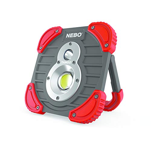 NEBO Tango - Arbeitslicht Taschenlampe mit 1000 Lumen - Dual Light mit Power Bank - Aufladbare Spot- und Arbeitsleuchte - 2600mAh Power Bank, Turbo-Modus und 180º drehbarer Arm - Werkstatteinrichtung von NEBO
