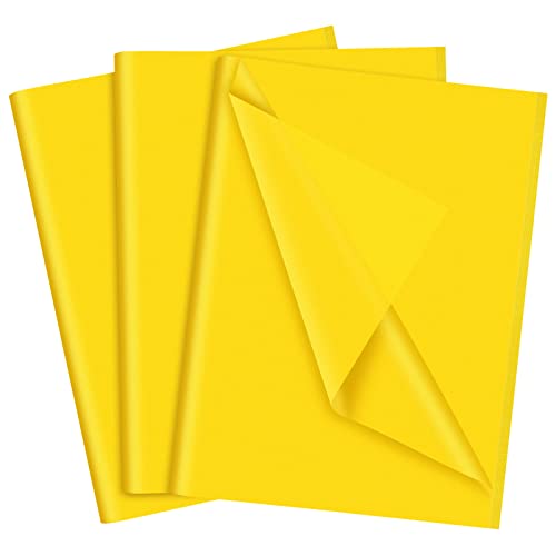 NEBURORA Gelbes Seidenpapier für Geschenktüten 60 Blatt Gelbes Seidenpapier Bulk 35 x 50 cm Hellgelbes Verpackungspapier für Geschenkpapier Füller Kunsthandwerk Geburtstag Hochzeit Sonnenblume Party von NEBURORA
