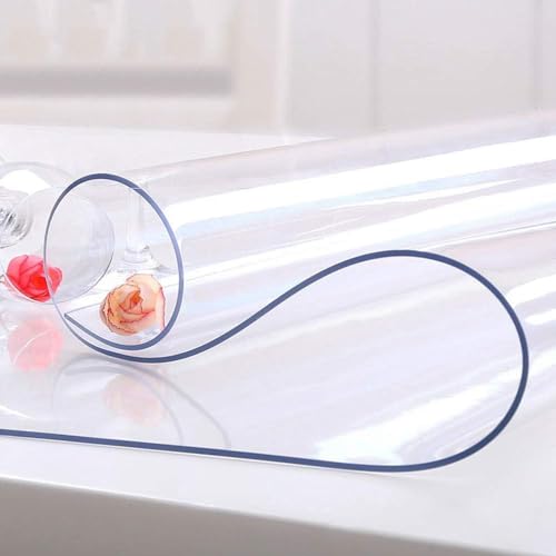 NECAUX Transparente PVC-Tischdecke, 1,5 mm dick, 101,6 x 172 cm, Kunststoff-Tischdecke, rechteckige Tischdecke, Küchenholz, Möbel Schutzhülle von NECAUX