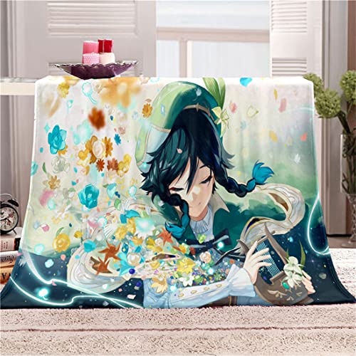 NECEHY Genshin Impact Decke Sofa Kuscheldecke Venti,Anime-Spiel Charaktere Nickerchen Decke Weicher Flanell Schlafkomfort Quilt Heimtextilien All Seasons für Schlafsofa Couch,A-1055,150 * 200CM von NECEHY
