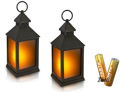 NECESITAS LED Laterne Outdoor & Indoor – 2er Set – inkl. Batterien – Wasserfest – Flackereffekt – Grablicht, Balkon- & Gartendeko, Vintage Windlicht, Schwarz NECESITAS LED Laterne Outdoor & Indoor – 2er Set – inkl. Batterien – Wasserfest – Flackereffekt – Grablicht, Balkon- & Gartendeko, Vintage Windlicht, Schwarz von NECESITAS