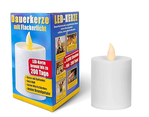 PREMIUM Grablicht LED | Grabkerze Led mit Batterien für lange Brenndauer von bis zu 6 Monaten LED Grablicht mit Flackereffekt wie bei einer echten Kerze | Friedhofskerze | Gedenkkerze | Dauerkerze von NECESITAS