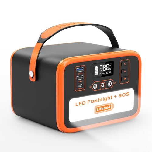 NECESPOW Portable Power Station, 153.6Wh/48000mAh Solar Generator, Lifepo4 Akku-Stromversorgung mit 200W (Peak 400W) AC Outlet QC3.0 SOS Taschenlampe für CPAP Camping Travel Outdoor Home RV Emergenc von NECESPOW