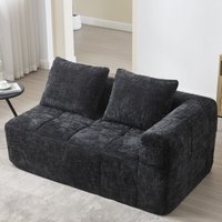 2-Sitzer-Sofa aus weichem Chenille-Stoff mit Kissen, Sofa mit Seitentaschen, modulares Sofa, modernes Design in Schwarz 2-Sitzer-Sofa aus weichem Chenille-Stoff mit Kissen, Sofa mit Seitentaschen, modulares Sofa, modernes Design in Schwarz von NECHE