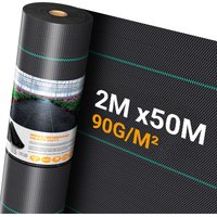 2 m x 50 m, 90 g/m², Mulchgewebe für Bodenabdeckungen, Unkrautbekämpfung im Garten, hochdichte, durchlässige Plane mit UV-Schutz 2 m x 50 m, 90 g/m², Mulchgewebe für Bodenabdeckungen, Unkrautbekämpfung im Garten, hochdichte, durchlässige Plane mit UV-Schutz von NECHE
