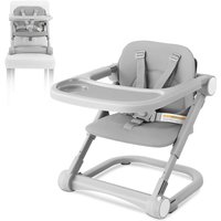 3-in-1 faltbarer Babyhochstuhl mit abnehmbarem Tablett, PU-Sitzkissen, 5-Punkt-Sicherheitsgurt, Grau 3-in-1 faltbarer Babyhochstuhl mit abnehmbarem Tablett, PU-Sitzkissen, 5-Punkt-Sicherheitsgurt, Grau von NECHE