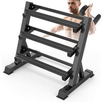 3-stufiges Hantelregal, Hantelständer-Aufbewahrungsregal für Bodybuilding, max. 300 kg – legierter Stahl, schwarz von NECHE