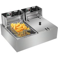 Doppelte elektrische Fritteuse Restaurant Abnehmbare Elemente 12L - 55x43x28,5cm - 230V 5000W - 60-200℃ von NECHE