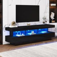 Glänzend schwarzer TV-Ständer 160L x 38B x 50,5H cm mit LED-Beleuchtung, 3 Glasböden, Bluetooth-Konnektivität, TV-Ständer für 70-Zoll-Fernseher Glänzend schwarzer TV-Ständer 160L x 38B x 50,5H cm mit LED-Beleuchtung, 3 Glasböden, Bluetooth-Konnektivität, TV-Ständer für 70-Zoll-Fernseher von NECHE