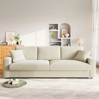 Großes Cordsofa mit 2 Kissen – Beige – 256 x 89 x 88 cm – 3-Sitzer-Sofa in gerader Ausführung Großes Cordsofa mit 2 Kissen – Beige – 256 x 89 x 88 cm – 3-Sitzer-Sofa in gerader Ausführung von NECHE