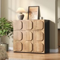 Kommode mit 3 Türen 79x34x81,5cm großes Staufach Highboard Küchenschrank Esszimmerschrank multifunktionaler Schrank Wohnzimmermöbel Retro-modernes Kommode mit 3 Türen 79x34x81,5cm großes Staufach Highboard Küchenschrank Esszimmerschrank multifunktionaler Schrank Wohnzimmermöbel Retro-modernes von NECHE