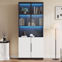 Moderne LED verstellbare Vitrine mit 4 Türen weiß und schwarz 80 x 30 x 200 cm Große Wohnzimmermöbel Moderne LED verstellbare Vitrine mit 4 Türen weiß und schwarz 80 x 30 x 200 cm Große Wohnzimmermöbel von NECHE