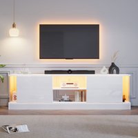 Moderner LED-TV-Ständer in Hochglanzweiß, Wohnzimmer-TV-Konsole mit Aufbewahrungsfunktion, 176 x 38 x 50 cm Moderner LED-TV-Ständer in Hochglanzweiß, Wohnzimmer-TV-Konsole mit Aufbewahrungsfunktion, 176 x 38 x 50 cm von NECHE