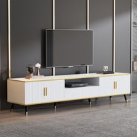 Moderner TV-Ständer in Marmoroptik, TV-Kommode für 90" Fernseher - 3 Ablagefächer und 1 Schublade von NECHE