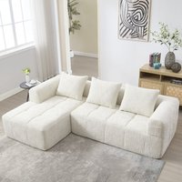 Modernes 3-Sitzer-Modulsofa, L-förmiges Sofa 250 cm, keine Installation erforderlich, Aufbewahrungstasche, weiches Chenille-Beige von NECHE