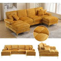 Modernes 4-Sitzer-Panoramasofa in U-Form – Chenille-Stoff – 2 Liegesitze – 272 cm – Gelb Modernes 4-Sitzer-Panoramasofa in U-Form – Chenille-Stoff – 2 Liegesitze – 272 cm – Gelb von NECHE