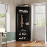 Modernes Garderobenset, Flurgarderobe, Eckgarderobe mit 4 Aufhängehaken, 180H x 53 x 53 cm, Schwarz von NECHE