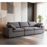 Modulares 3-Sitzer-Polstersofa aus Stoff – mit einer Sitztiefe von 62 cm – 300 x 100 x 81 cm – Grau von NECHE
