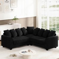 Modulares Cord-Ecksofa – Cloud Comfort, mit 9 Kissen – Massivholzrahmen – Neche – 202 x 202 x 74 cm Schwarz Modulares Cord-Ecksofa – Cloud Comfort, mit 9 Kissen – Massivholzrahmen – Neche – 202 x 202 x 74 cm Schwarz von NECHE