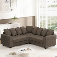 Modulares Ecksofa aus braunem Cord – Cloud Comfort, mit 9 Kissen – Massivholzrahmen – Neche – 202 x 202 x 74 cm Modulares Ecksofa aus braunem Cord – Cloud Comfort, mit 9 Kissen – Massivholzrahmen – Neche – 202 x 202 x 74 cm von NECHE