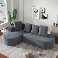 Modulares Ecksofa in L-Form aus Cord mit 3 Sitzen, Cloud-Design, tiefe Sitzfläche, kein Zusammenbau erforderlich, 265 x 165 x 67 cm, grau Modulares Ecksofa in L-Form aus Cord mit 3 Sitzen, Cloud-Design, tiefe Sitzfläche, kein Zusammenbau erforderlich, 265 x 165 x 67 cm, grau von NECHE