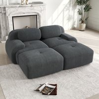 Neche 2-Sitzer-Modulsofa aus grauem Cordstoff, Schlafsofa mit 2 abnehmbaren Fußstützen, hochelastischer Komfort Neche 2-Sitzer-Modulsofa aus grauem Cordstoff, Schlafsofa mit 2 abnehmbaren Fußstützen, hochelastischer Komfort von NECHE