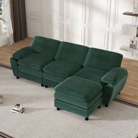 Neche 3-Sitzer-Modul-Kombinationssofa, Cordstoff, Schlafsofa mit abnehmbarem Ottoman, L258cm, Grün Neche 3-Sitzer-Modul-Kombinationssofa, Cordstoff, Schlafsofa mit abnehmbarem Ottoman, L258cm, Grün von NECHE