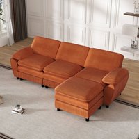 Neche 3-Sitzer-Modul-Kombinationssofa, Cordstoff, Schlafsofa mit abnehmbarem Ottoman, L258cm, Orange Neche 3-Sitzer-Modul-Kombinationssofa, Cordstoff, Schlafsofa mit abnehmbarem Ottoman, L258cm, Orange von NECHE